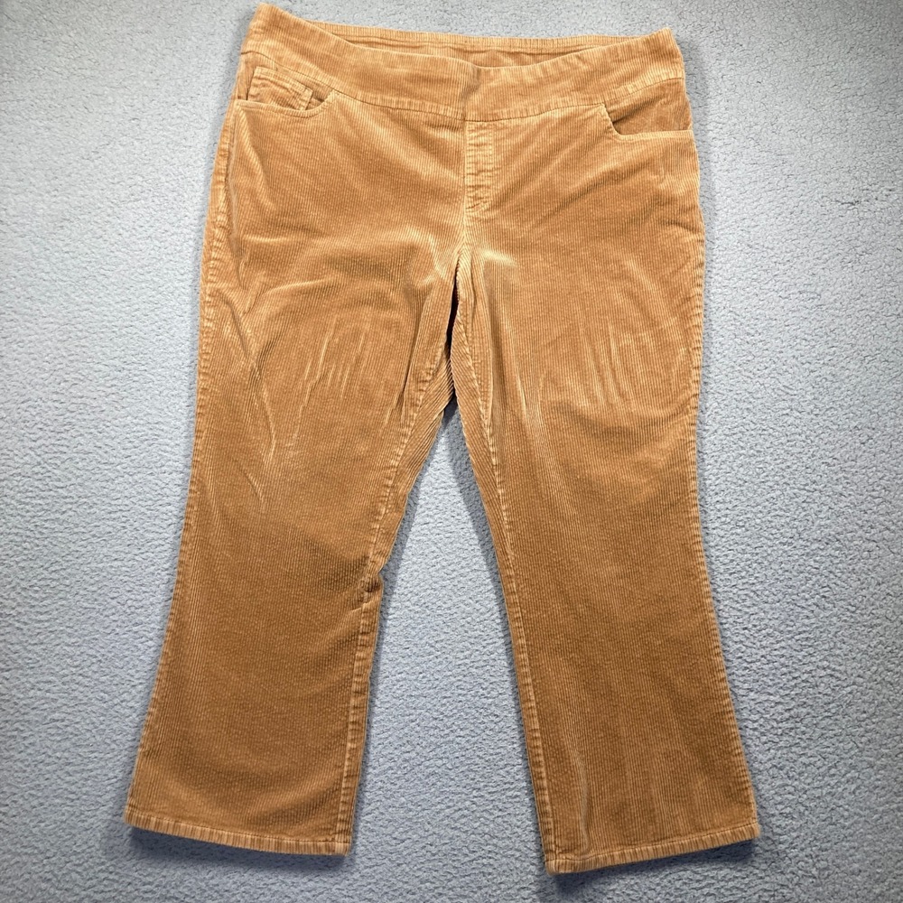 Denim & Co Corduroy Pants Women 20WP Tan Pull On Straight‎ Leg Stretch Heritage